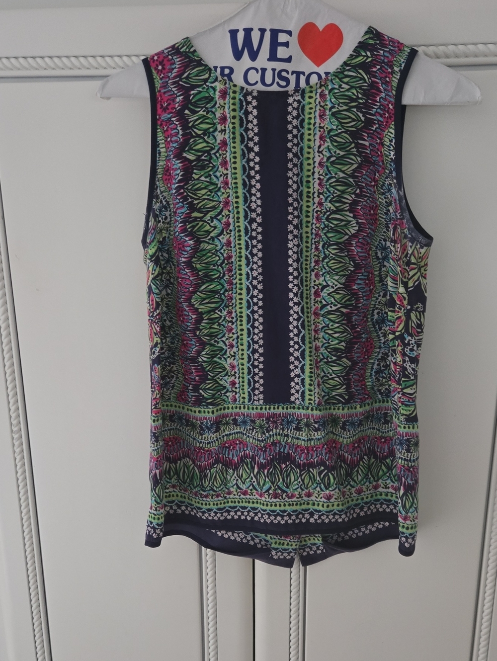 Lilly Pulitzer Navy Tank Top with Pink & Green Print